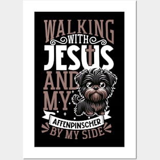 Jesus and dog - Affenpinscher Posters and Art